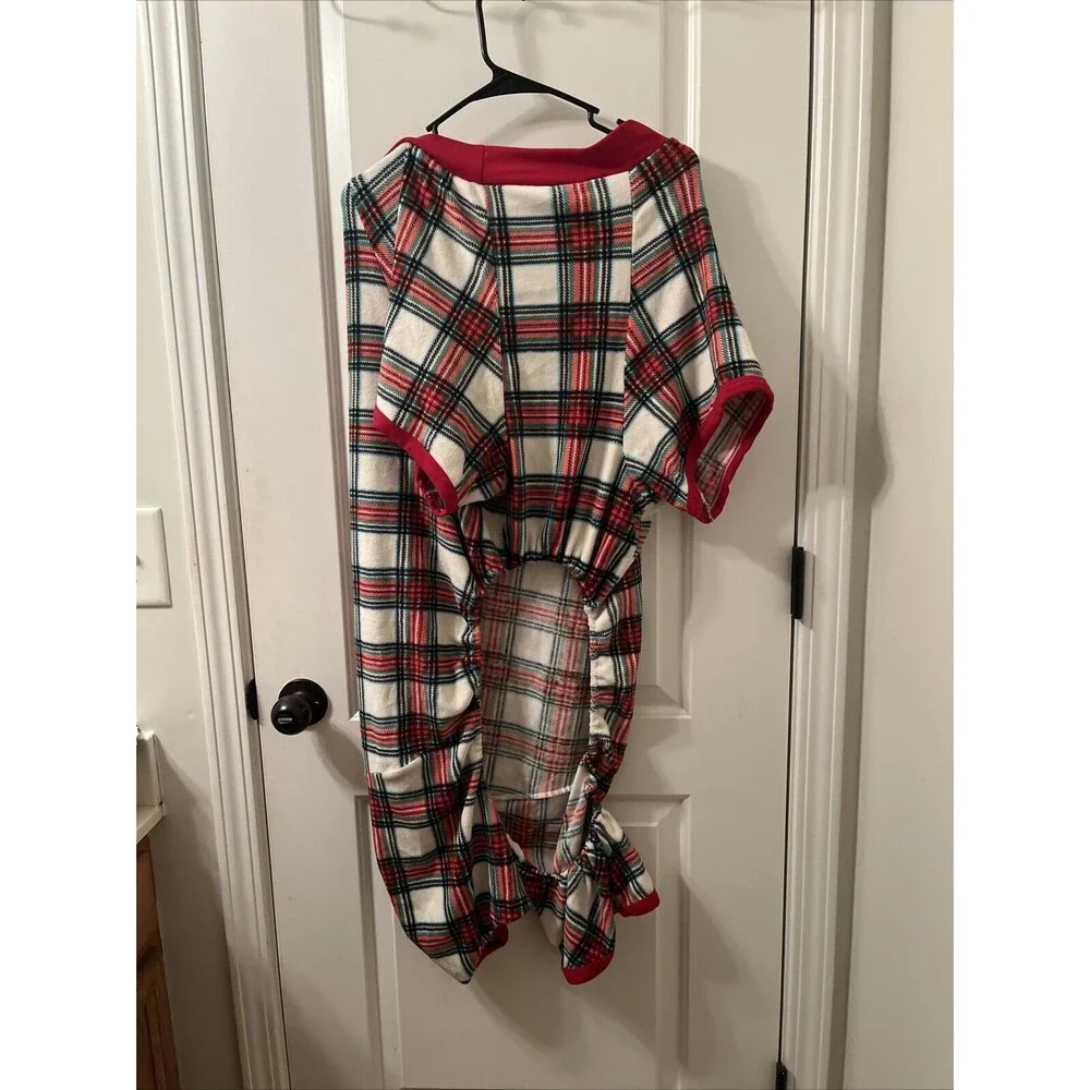 Wondershop Pet Dog Cat Soft Fleece Pajamas Size XXL Cream Tartan